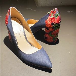 Jessica Simpson Lannah Poppy Denim Heels